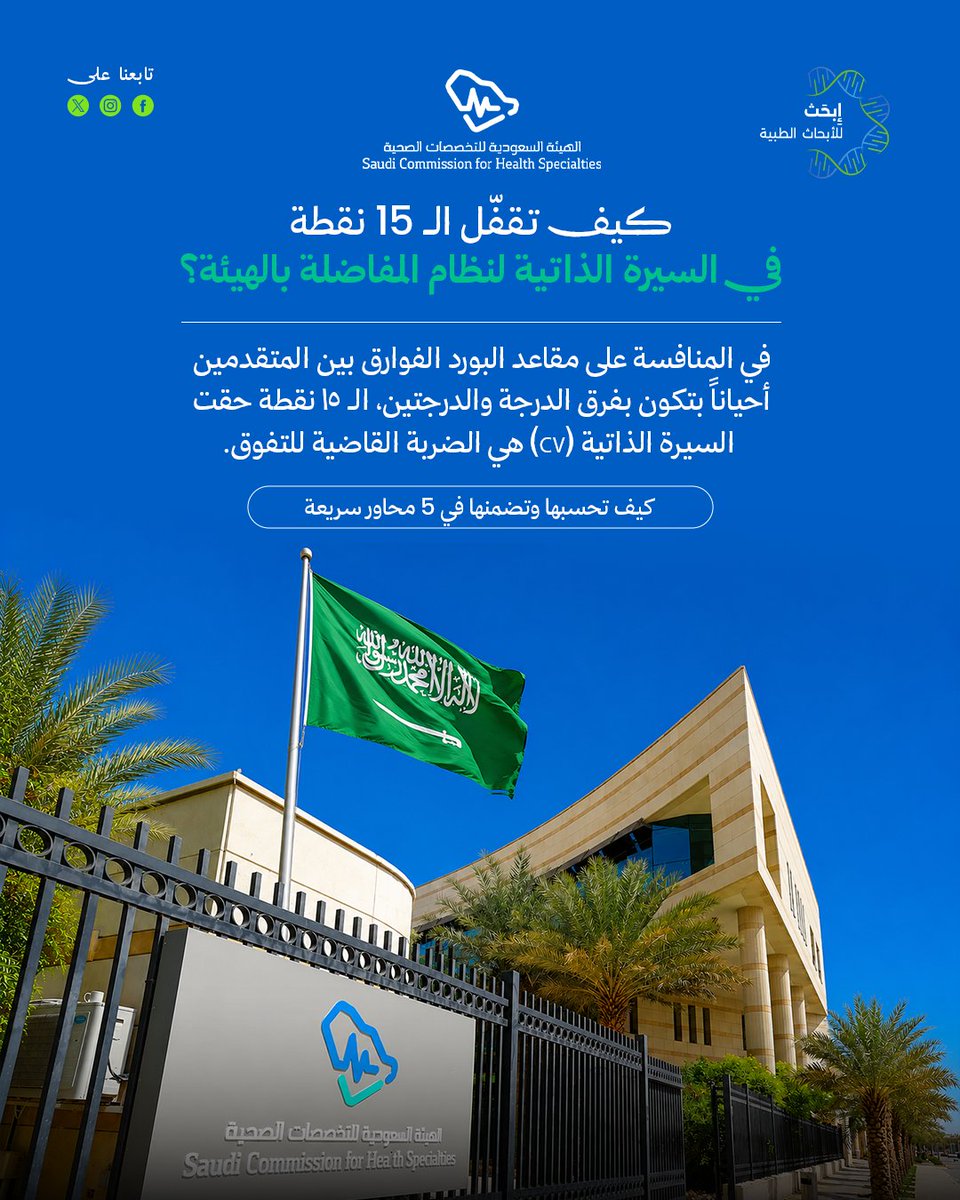 eb7athorg's tweet photo. تبغى ترفع نقاط سيرتك الذاتية للهيئة؟

ترى الـ 15 نقطة تفرق كثير، ومعرفة الشروط الصح هي أول خطوة. 👌

في هذا الثريد شرحنا كل محور، وكيف تضمن نقاطك بدون ما يضيع عليك شيء.

احفظ المنشور، وشاركه مع أي أحد مقدم على البورد. 💚 https://t.co/8cIkYKhazK