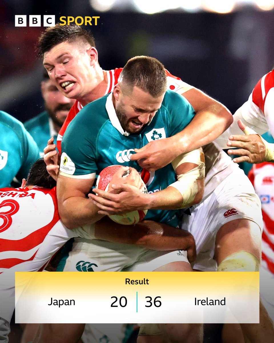 BBCSPORTNI's tweet photo. Ireland make it two wins from two in the Nations Championship with victory over Japan 🏆

#BBCRugby 🏉 https://t.co/yR4S8wPaxi