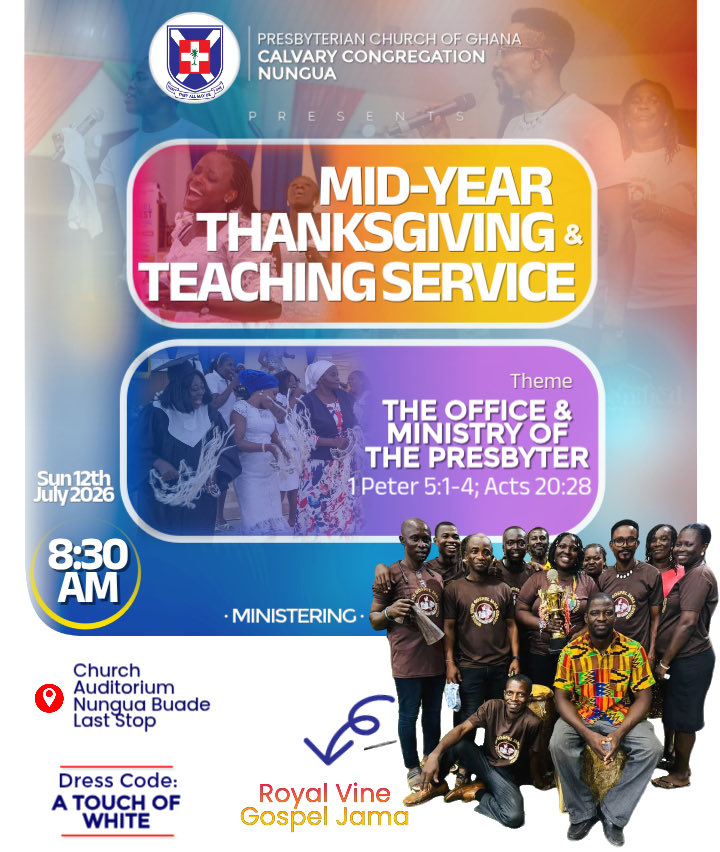 PcgCalvary's tweet photo. A time of thanksgiving. Come celebrate Godโs faithfulness with us and be refreshed through His Word.
#PCG #Presby #Fellowship #Church #PCGCalvaryNungua #Sunday #ThanksgivingService #MidYearThanksgivingService #Thanksgiving #Praise #GodAnswers #SundayService #JesusChrist https://t.co/HUpc1It7vl