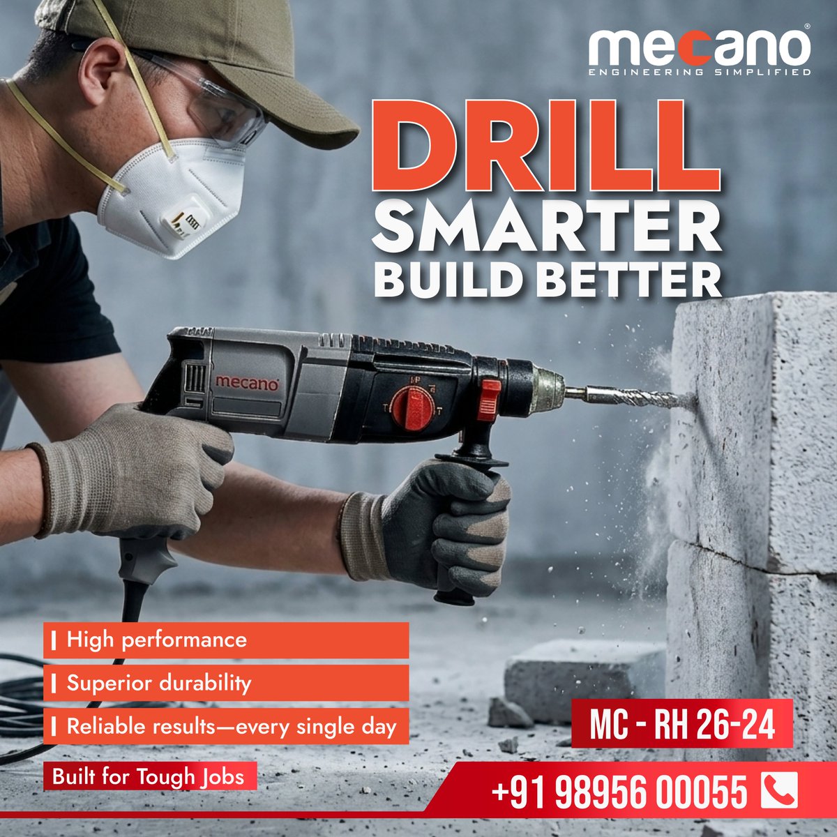 Mecano150's tweet photo. Drill Smarter. Build Better. 🔨

The Mecano MC-RH 26-24 delivers powerful performance, long-lasting durability, and reliable results for every drilling job.

📞+91 98956 00055

#Mecano #RotaryHammer #PowerTools #DrillSmarter #BuildBetter #ConstructionTools #ProfessionalTool https://t.co/6u2RUSQ5MG
