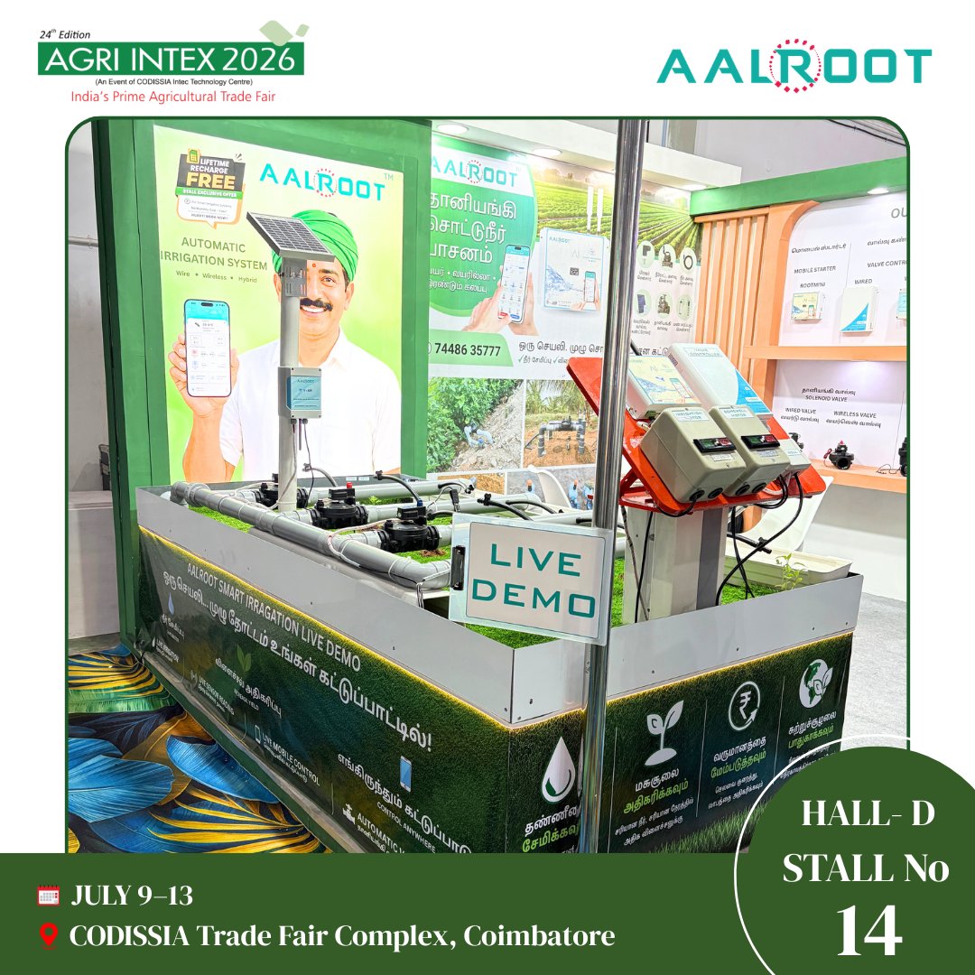 aalroot's tweet photo. We warmly invite you to visit our AALROOT stall to discover our latest agricultural solutions,.

📅 Date: 9th – 13th July 2026
📍 Venue: CODISSIA Trade Fair Complex, Coimbatore
🏢 Hall No. D | Stall No. 14

📞 Contact: 74486 35777
🌐 https://t.co/YdSq3EzJPp https://t.co/qPVQMBRfGN
