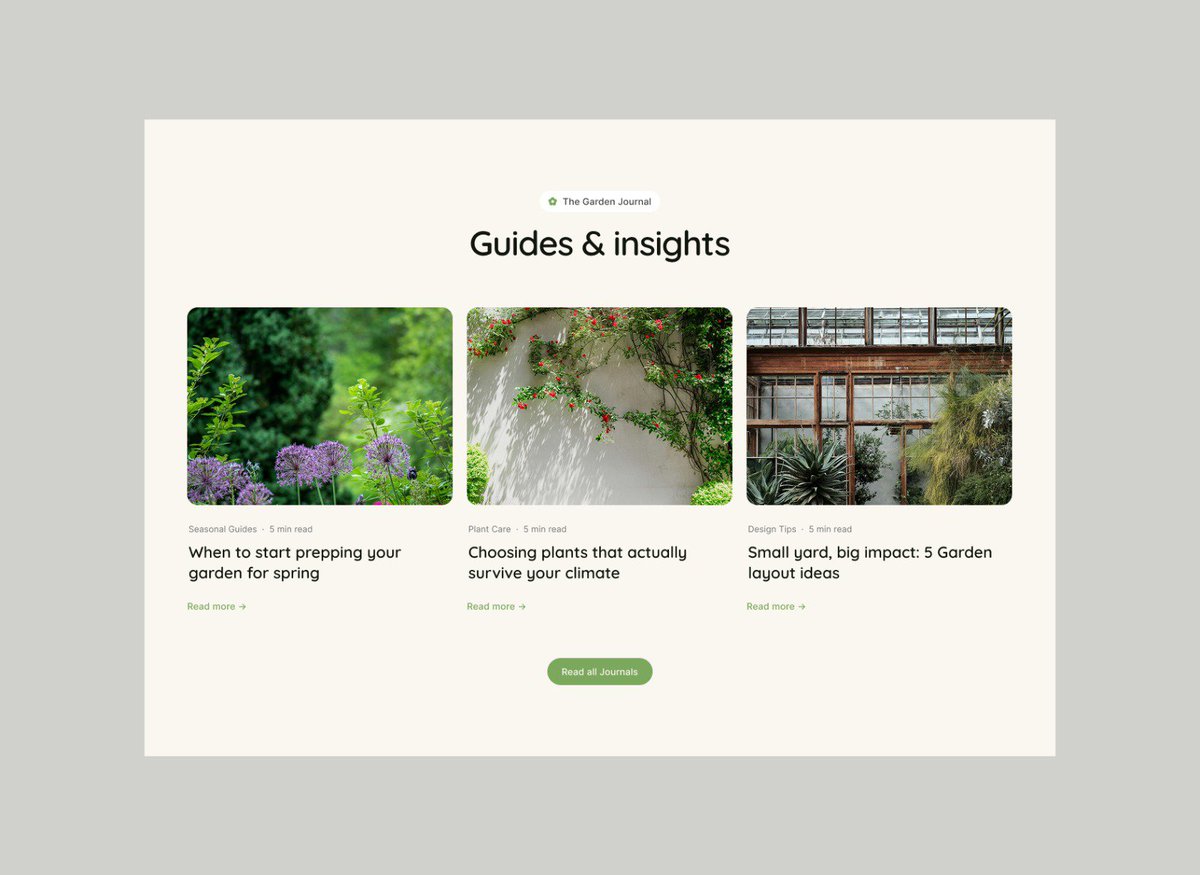 aathif_designer's tweet photo. Blog section for the gardening template is done. Wanted it to give the site some long-term value beyond just services and projects. Open to feedback before I move on. https://t.co/OsaYaVzR1i