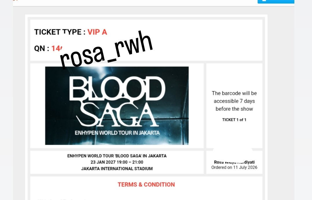 bubble_light96's tweet photo. WTS
1 VIP A Tiket Konser ENHYPEN BLOOD SAGA in JAKARTA

Price harga web + ikut jastip 600k + fee weverse 50k 🥺
Qn 14**
Data ku sendiri

Di jual karna mau upgrade qn kecil🥺

#bloodsaga #bloodsagainjakarta #enhypen https://t.co/LlieUtT1ie