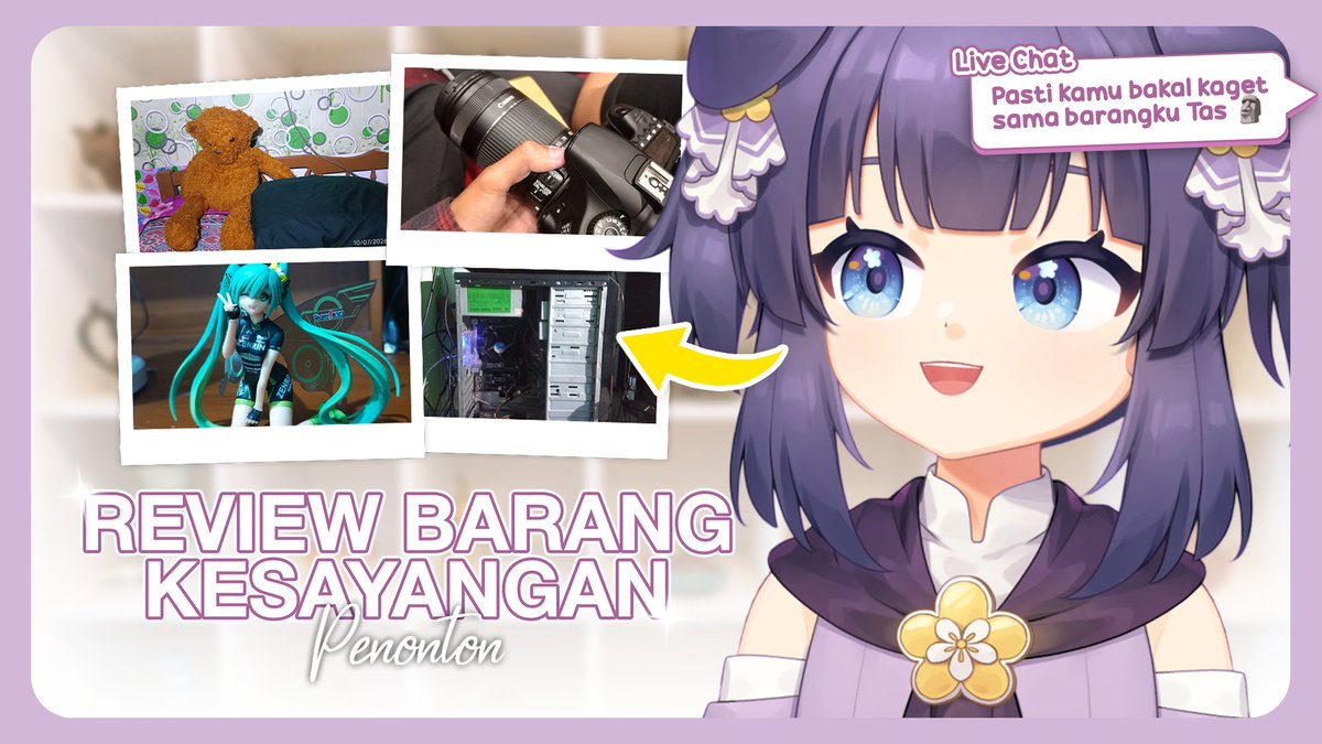 TashyaShirosaki's tweet photo. Malam ini Tashyaa mau review barang-barang kesayangannya viewers lho! Buat yang mau ikutan atau penasaran sama barangnya, yuk tonton streamnya!~ ✨

📅 - Sabtu, 11 Juli 2026
⏰ - 19.00 WIB
🔗 - https://t.co/NJGaEJeF2Z
Form - https://t.co/vRIeUZweB7

#VTuberID https://t.co/UUfsYc5jZa