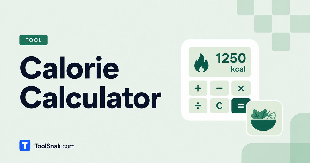 ToolSnak's tweet photo. Free calorie calculator — daily needs in seconds | Toolsnak
https://t.co/OfSFf7TwzC
Enter age, weight, height &amp; activity → get calorie targets for weight loss, muscle gain or maintenance. BMR + TDEE based. No signup.
#CalorieCalculator #Fitness #WeightLoss #Nutrition #TDEE https://t.co/HskDImBkql
