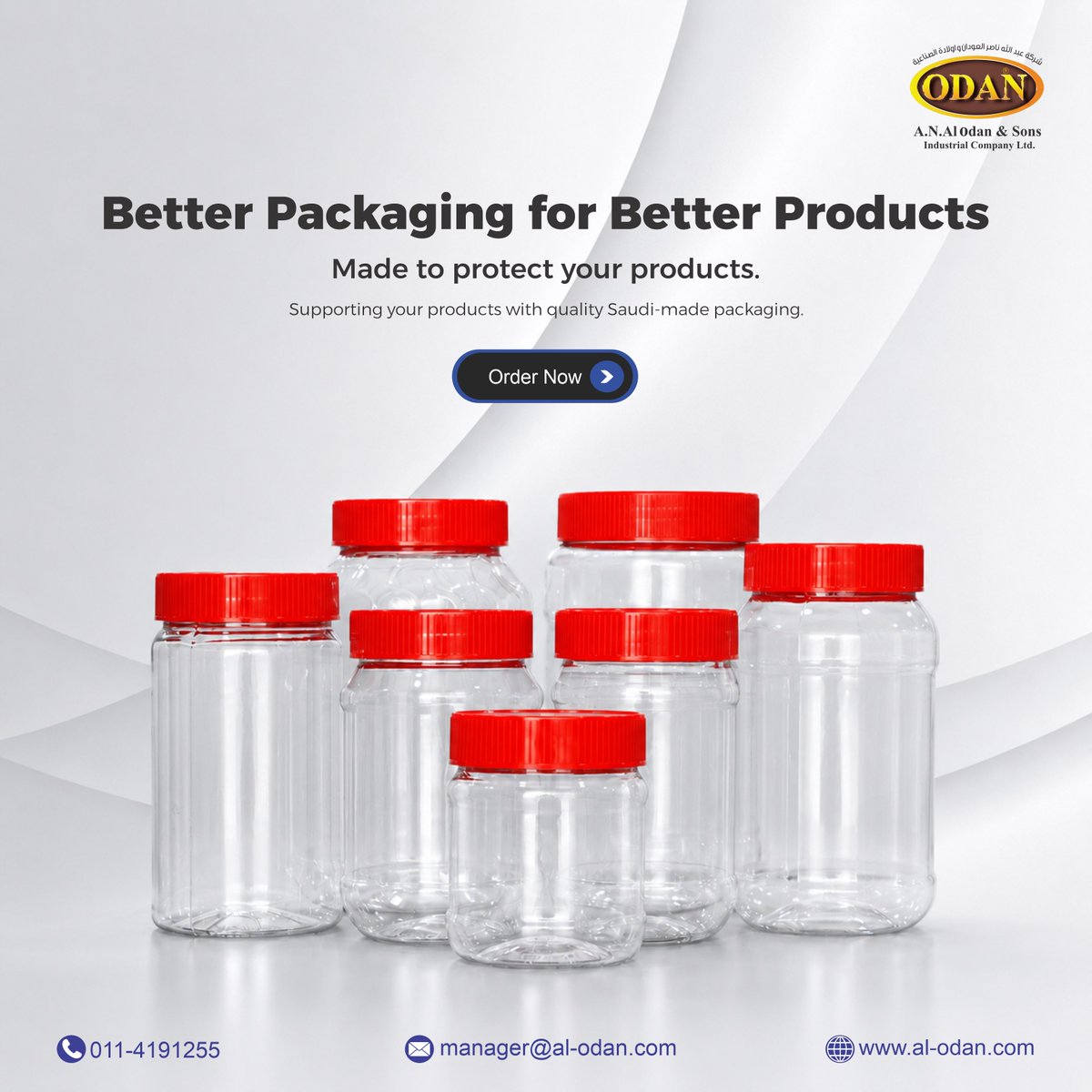 AlOdanOfficial's tweet photo. Better packaging for better products. Choose high-quality, Saudi-made PET bottles and jars from Al Odan—durable, clear, and reliable.

📞 011-4191255 | 🌐 https://t.co/wDVdVbfs72
#AlOdan #SaudiMade #PETBottles #PackagingSolutions https://t.co/ZVYZmWZ7YX