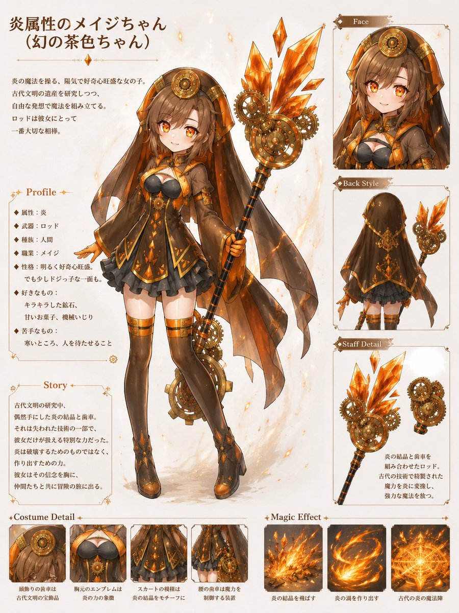 Yorunone_magic's tweet photo. 4年ほど前にゲームの一般公募へ応募した、自作のオリジナルキャラクターです。

今回、AIと一緒にリメイクしてみました。

細かな違和感や左右の違いは、AIならではのご愛嬌。

今のアクセサリー制作にもつながっている、私の創作の原点です。

#オリジナルキャラクター #AIイラスト #ヨルノネ https://t.co/wHlvxiGI1w