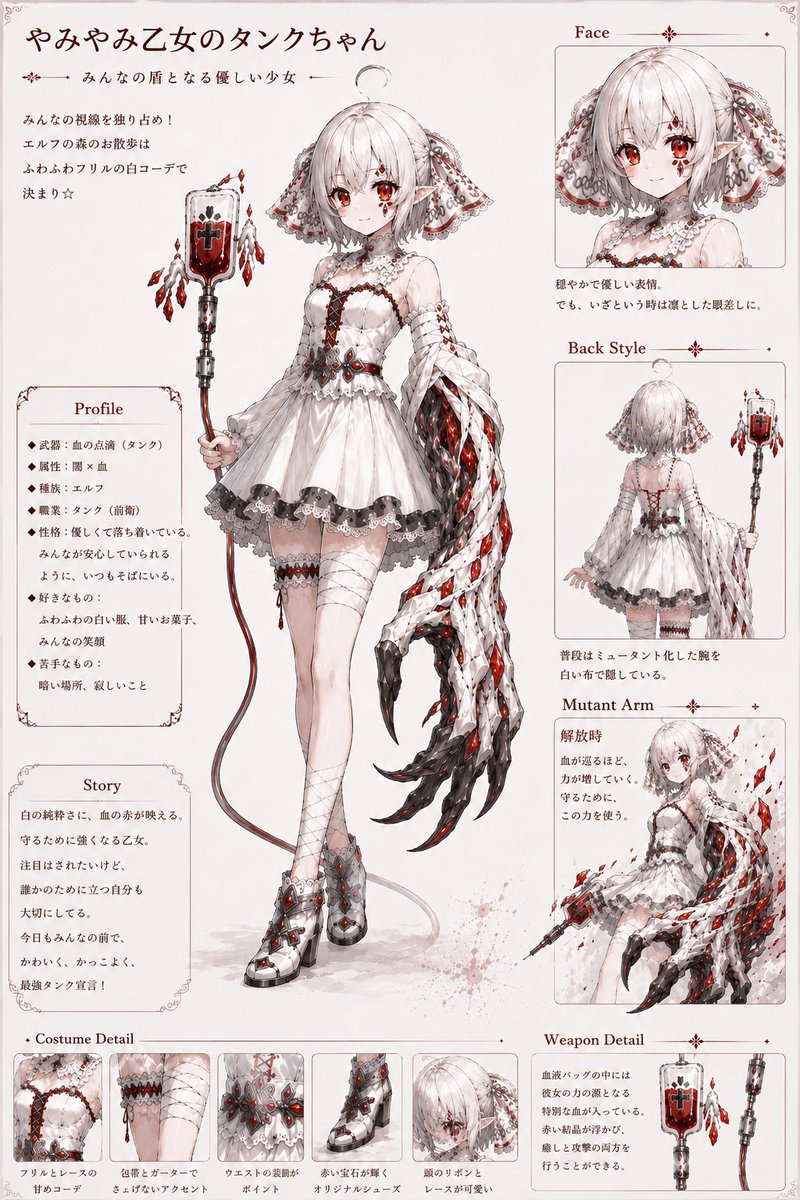 Yorunone_magic's tweet photo. 4年ほど前にゲームの一般公募へ応募した、自作のオリジナルキャラクターです。

今回、AIと一緒にリメイクしてみました。

細かな違和感や左右の違いは、AIならではのご愛嬌。

今のアクセサリー制作にもつながっている、私の創作の原点です。

#オリジナルキャラクター #AIイラスト #ヨルノネ https://t.co/wHlvxiGI1w