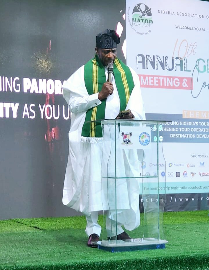 AitecWorld's tweet photo. Amb. Dine Bouraima, AITEC World President speaking as an lnternational Special Guest of Honour at the 10th AGM &amp; Conference at Oluremi Tinubu Hall, Lagos, Nigeria accompanied by his team Amb. Balogun. VPQH, Dr. Elumelu, NR-N Dr. Ojukwu NR-B and Amb. Omotosho DCMM. https://t.co/jzC4FczrmM