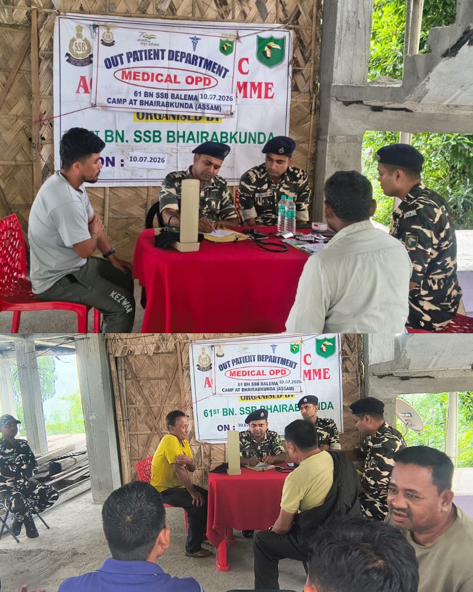 sixtyonessb's tweet photo. Village OPD 11 Male patients have been conducted at Ankling Village, under 900 Chain on 10/07/2026 in the AoR of 61st Bn. SSB, Bhairabkunda. @Ssb Ftr Tezpur @Ssb Shq Bezpara @Sashastra Seema Bal https://t.co/loRNUiXKX1