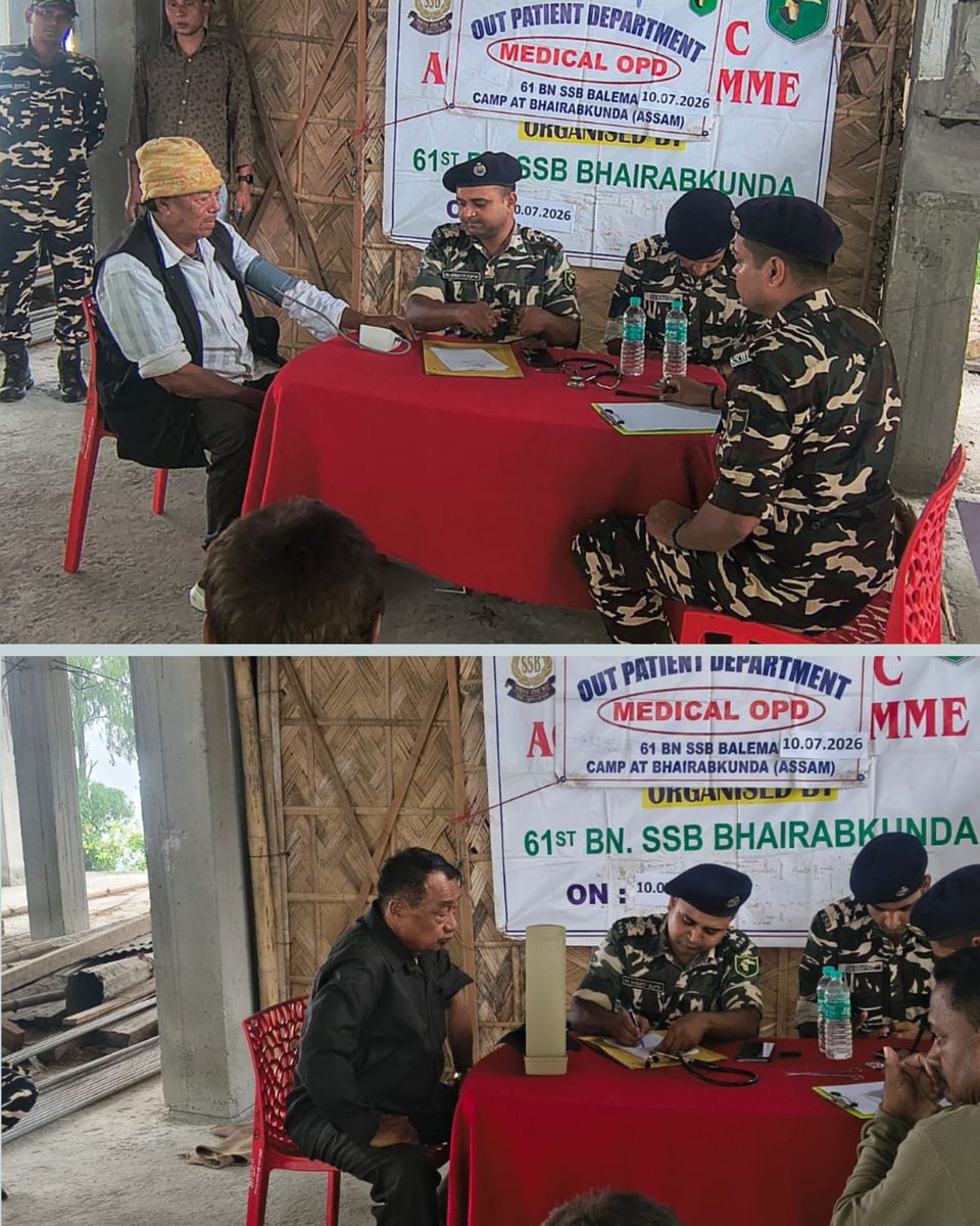 sixtyonessb's tweet photo. Village OPD 11 Male patients have been conducted at Ankling Village, under 900 Chain on 10/07/2026 in the AoR of 61st Bn. SSB, Bhairabkunda. @Ssb Ftr Tezpur @Ssb Shq Bezpara @Sashastra Seema Bal https://t.co/loRNUiXKX1