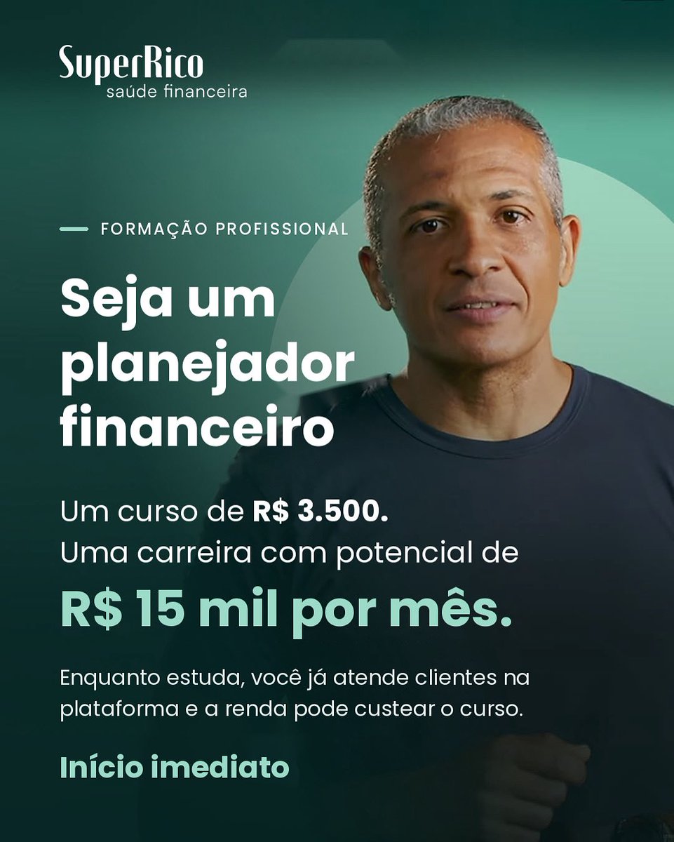 SuperRico_br's tweet photo. “Há mais de 20 anos acompanho famílias em decisões que mudam vidas. O Brasil precisa de mais planejadores preparados.”  Carlos Castro.

Na formação da SuperRico você estuda e já atua na plataforma. Garanta sua vaga em https://t.co/hvccQFE6Zv
#SuperRico https://t.co/hGVvEpULs1