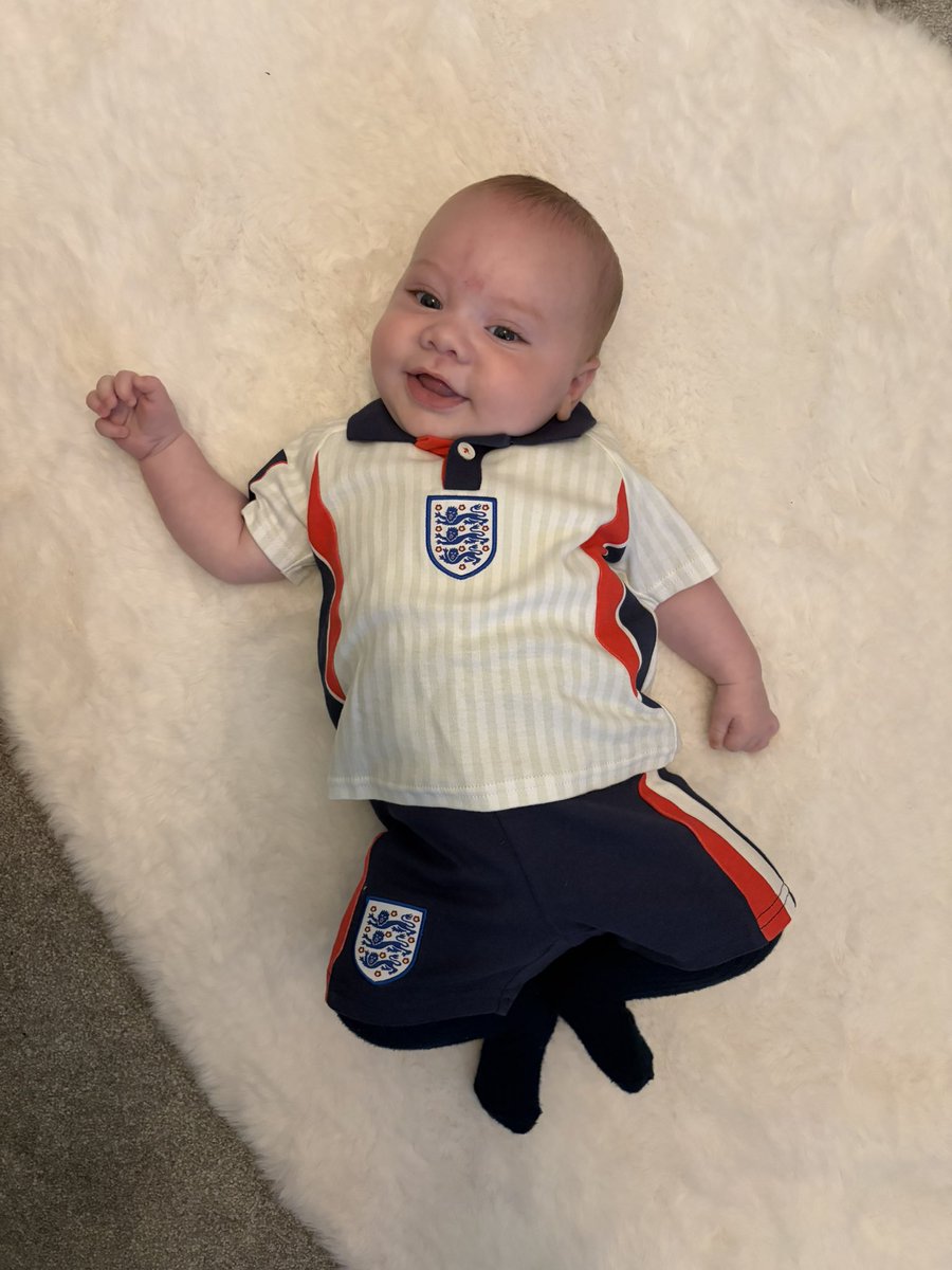 shannonfitzjohn's tweet photo. @SkySports 4 month old Luca - First World Cup! 
#ssnthreelions https://t.co/zTknG62tp2
