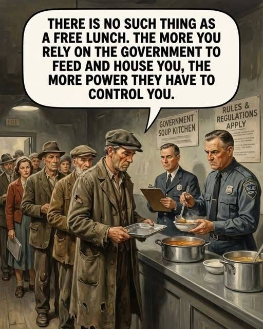 BroomMedia's tweet photo. I call it the welfare trap.

People aren't dumb,,,, they will Lie, Cheat, and Steal to stay on the reservation, and many times the welfare prevents them from taking a job, because they don't want to lose a benefit if they take a job,,, --

which is the "trap"

It is terrible policy to pay able bodied people to stay home and not help in the production of goods and services.

Because what those people do is they take the money that was created out of thin air,,,, they go out shopping "bidding up prices" and all that "new currency" being circulated ----

causes inflation.

Government can print more currency, but they cannot print more food,
shelter,
or clothing!

That has to be done by the free market, and it is the free market that is the most efficient at feeding people, creating wealth, and raising the standard of living of entire societies.