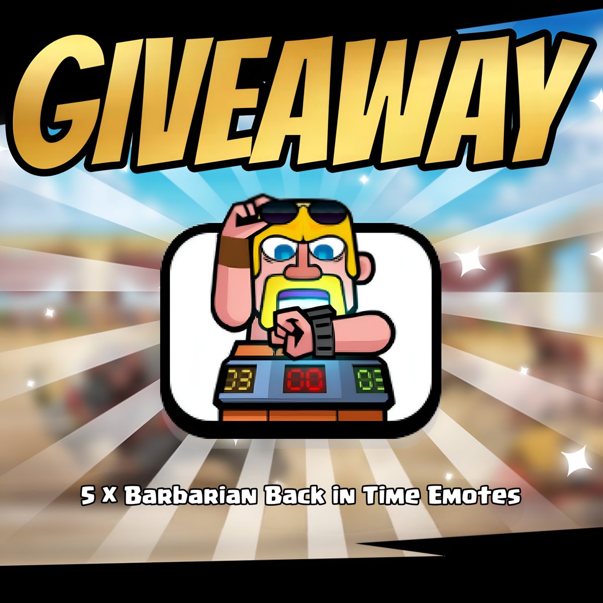 super0hog's tweet photo. 🎁 Giveaway 🎁 

5 × Barbarian Back in Time Emotes 🤩

To Participate:

1- Follow 
2- Like this Post 
3- Repost 

That's it :)

Giveaway ends in 5 days ⏰️ 
Good Luck 🍀 

#Superhog #ClashRoyale #Giveaway https://t.co/NGiAtqy7iC