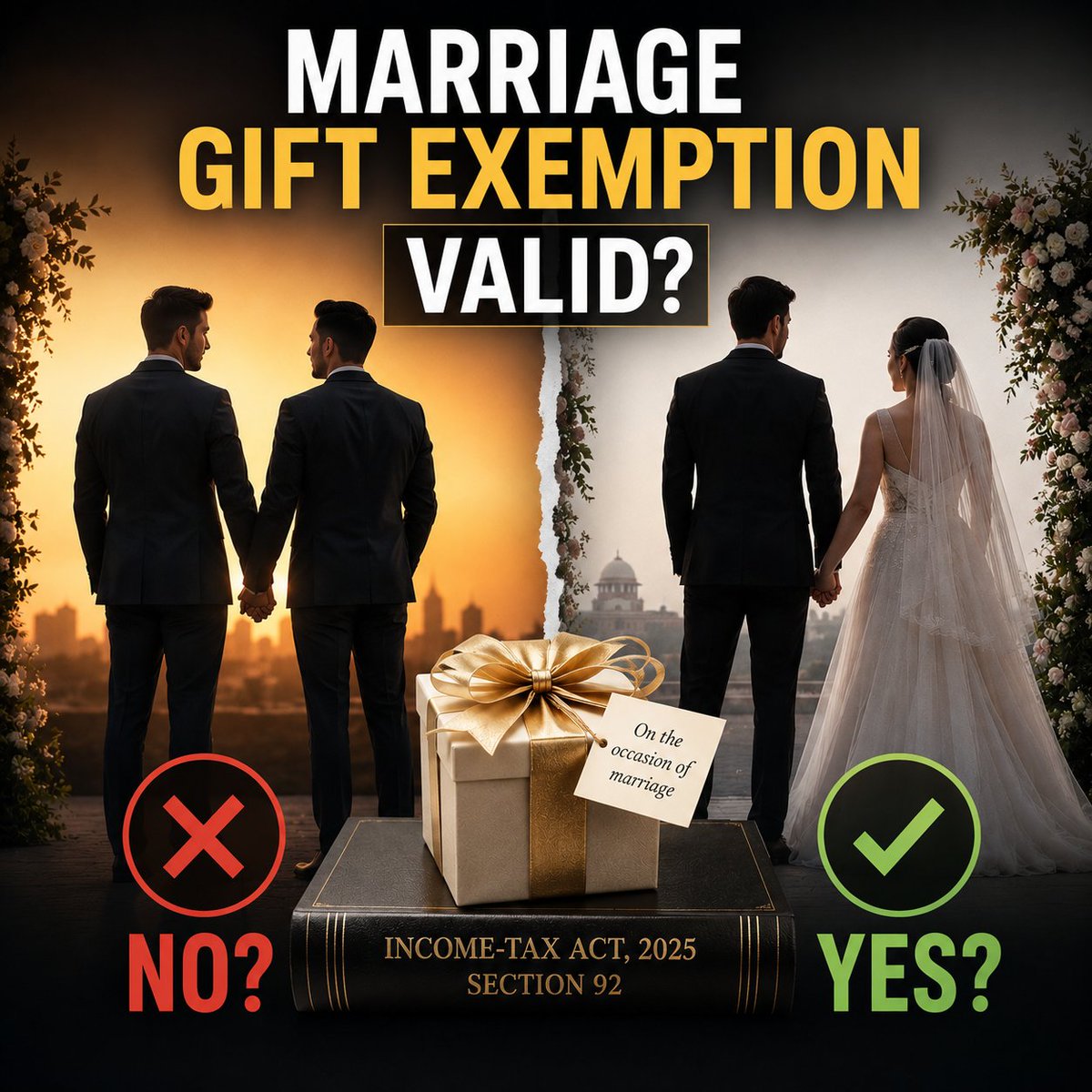 Sectionwise's tweet photo. Can same-sex couples claim the 'marriage gift exemption' under Section 92 of the Income-tax Act, 2025? (56(2)(x) of ITA 1961) 🧵 https://t.co/CSAr2307Iz
