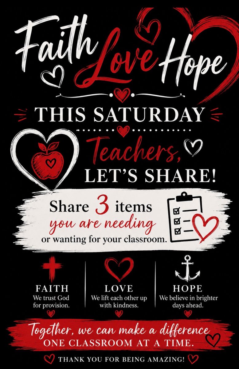 AmyHatcher222's tweet photo. #Teachersof𝕏 
If you’re a teacher, 
drop 3 classroom 
items you’re still 
needing or hoping 
for this school 
year. RT/RP
Together, let’s 
spread 🙏🏻♥️😊
Faith. Love. Hope. One classroom at a time. ✨
https://t.co/OxRUDUI2a6
CASH APP: $AmyHatcher77
VENMO: @Amy-Hatcher-21 https://t.co/tQbyXspRe3