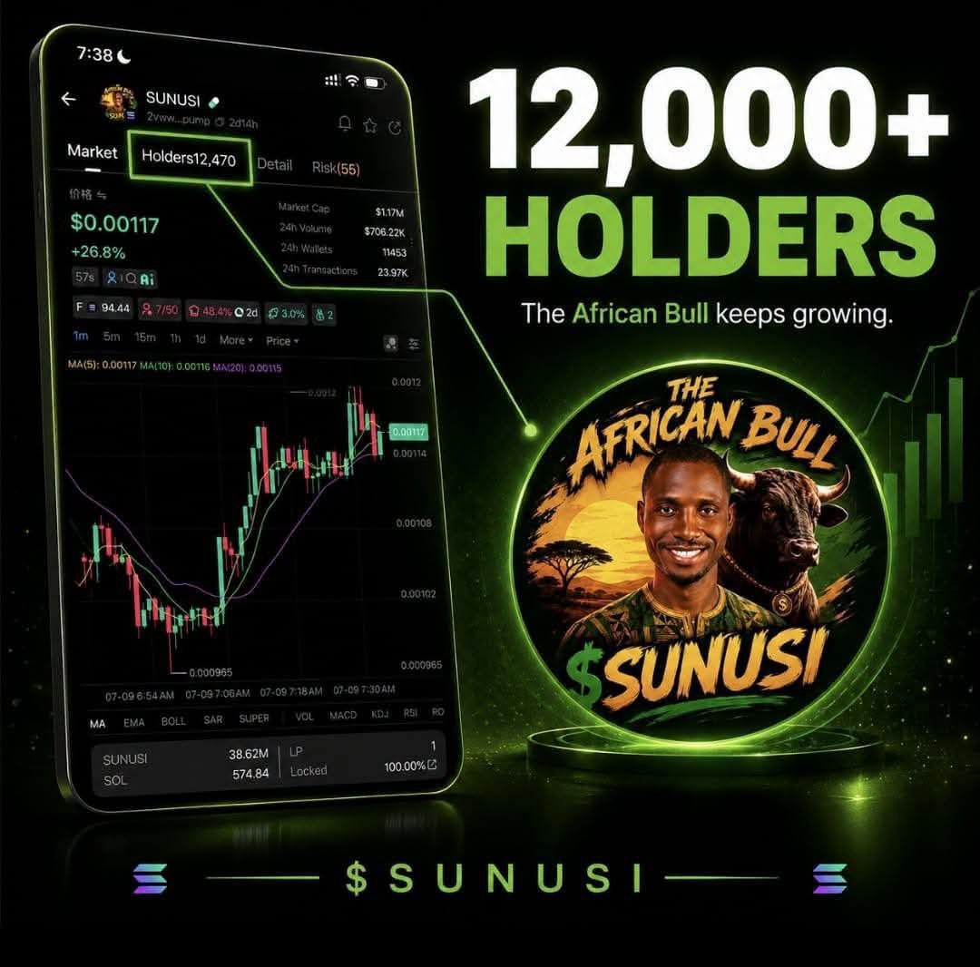 Sulterrn's tweet photo. I want $SUNUSI to be more than a coin.

A movement.

A community with real conviction, just like what we've watched happen with $SPX6900 by MURAD.

Let's build it. 
@theafricanbulll https://t.co/FaEox5k5h7