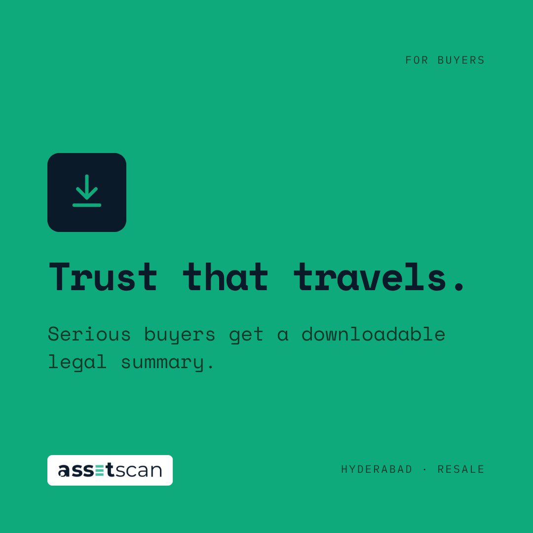 _assetscan_'s tweet photo. At AssetScan, every Expert Verified badge is backed by document reviews, legal scrutiny, and a downloadable legal summary.

Because the badge isn't the product.

The trust behind it is. ✅

#HyderabadRealEstate #LuxuryLiving #HighRiseLiving #HyderabadProperty #RealEstateInsights https://t.co/HbRTHtVQ9A