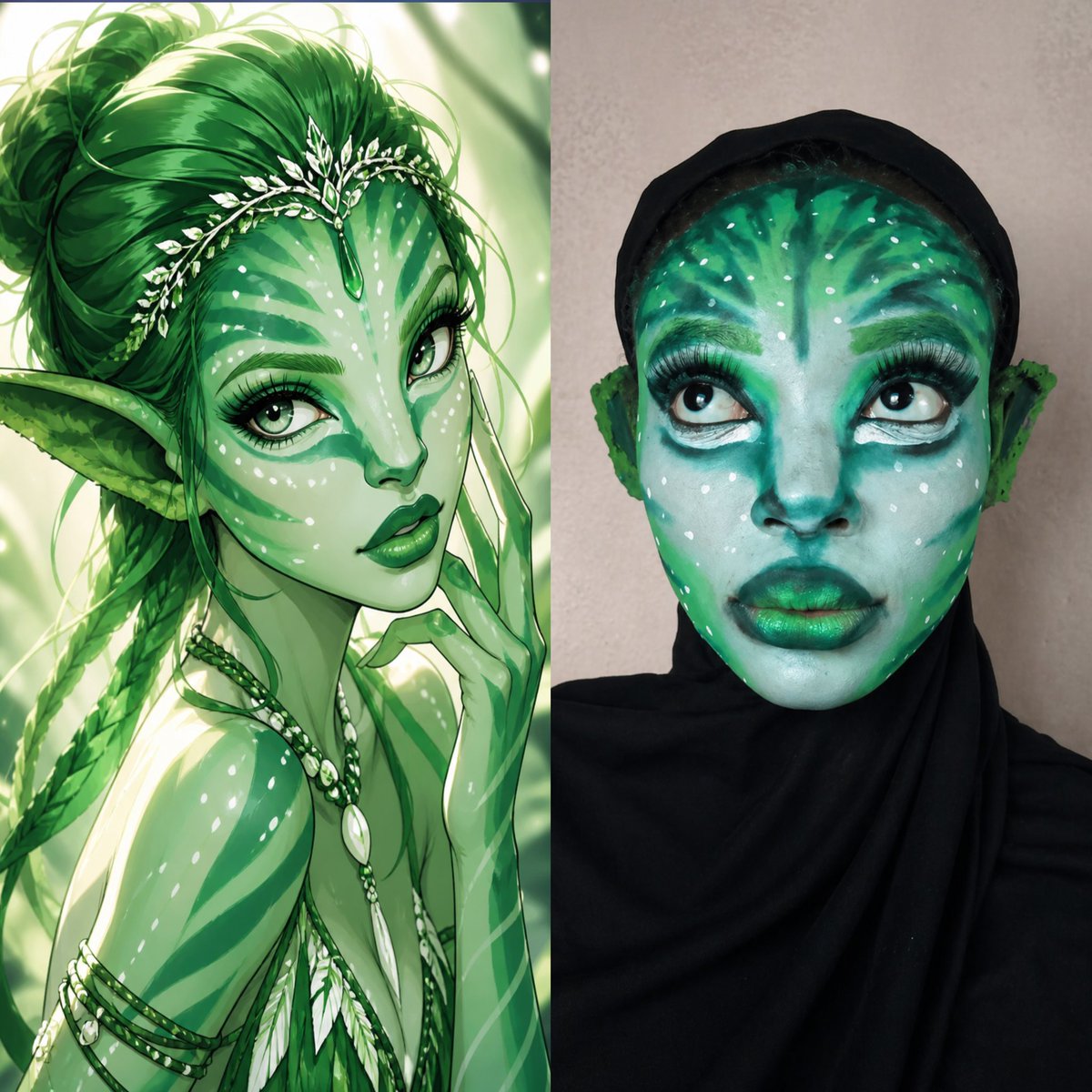 queenzubb's tweet photo. Nigerian Avatar makeup 🇳🇬 

#nigeria #democracy https://t.co/T5iWcqENeS