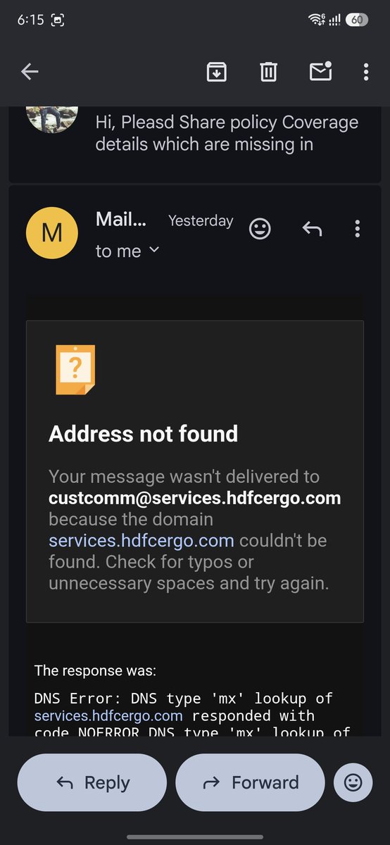 nani__rk's tweet photo. While renewing my car insurance, @policybazaar suggested me to switch to @HDFCERGOGIC 
But I'm not happy with the decision 

My policy copy has NO benefits listed, both insurer emails are unresponsive, and PolicyBazaar app shows no policy details. 
Who's gonna solve it now? https://t.co/3UEa2drAKr