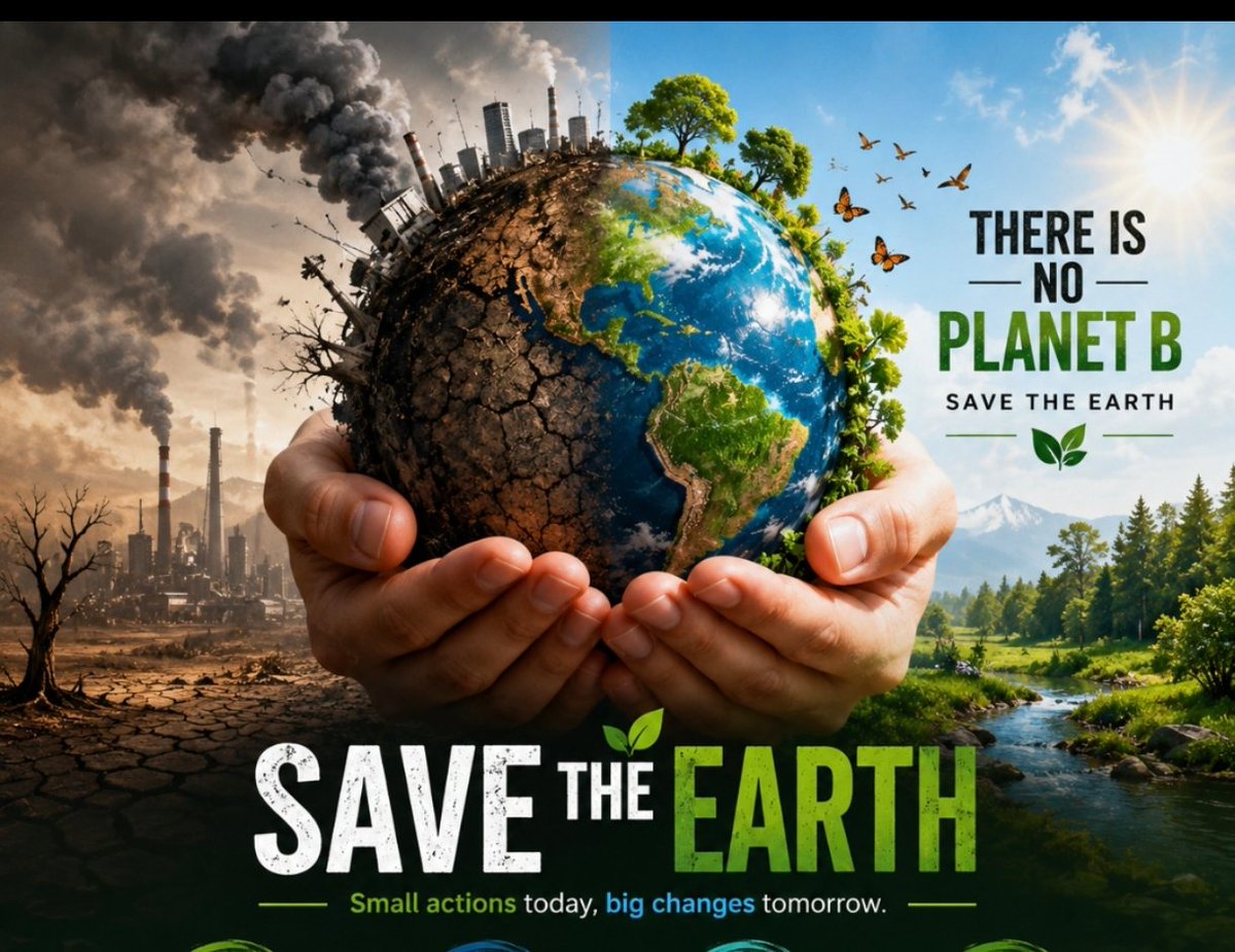 Jam1422Os's tweet photo. 🌍 One Earth. One Chance.
Every plastic bottle recycled, every tree planted, and every drop of water saved brings us one step closer to a healthier planet.
Nature gives us everything. Now it's our turn to give something back.
💚 Be the reason the Earth smiles.
#SaveTheEarth https://t.co/m1uCrwSmwm