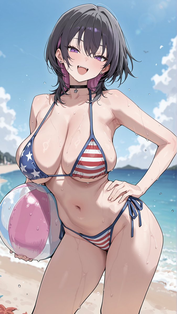 fushimeAI's tweet photo. アメリカビキニなウルフカットちゃん⭐ https://t.co/55FxMW0CKs