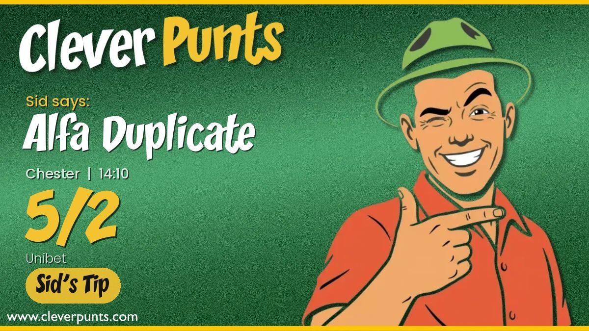 cleverpunts's tweet photo. 🏇 Chester | Sat 11 Jul, 14:10

💡 Alfa Duplicate @ 5/2 — 🔥 Sid's Tip

Alfa Duplicate poised to strike from ideal draw on class drop.

#HorseRacing #CleverPunts

https://t.co/QtaDi3LZUk https://t.co/p3hyXMJRjw