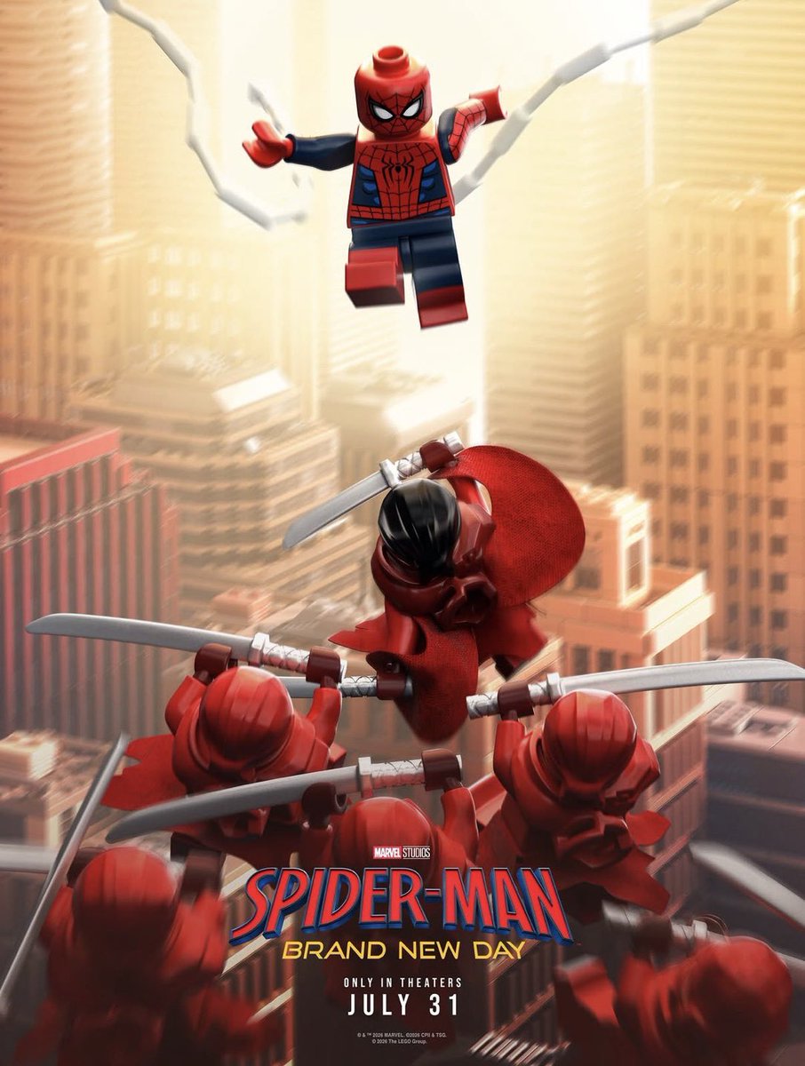 TheCinesthetic's tweet photo. LEGO has unveiled its version of the SPIDER-MAN: BRAND NEW DAY poster. 🕷️🧱 https://t.co/poIZGZRZcu