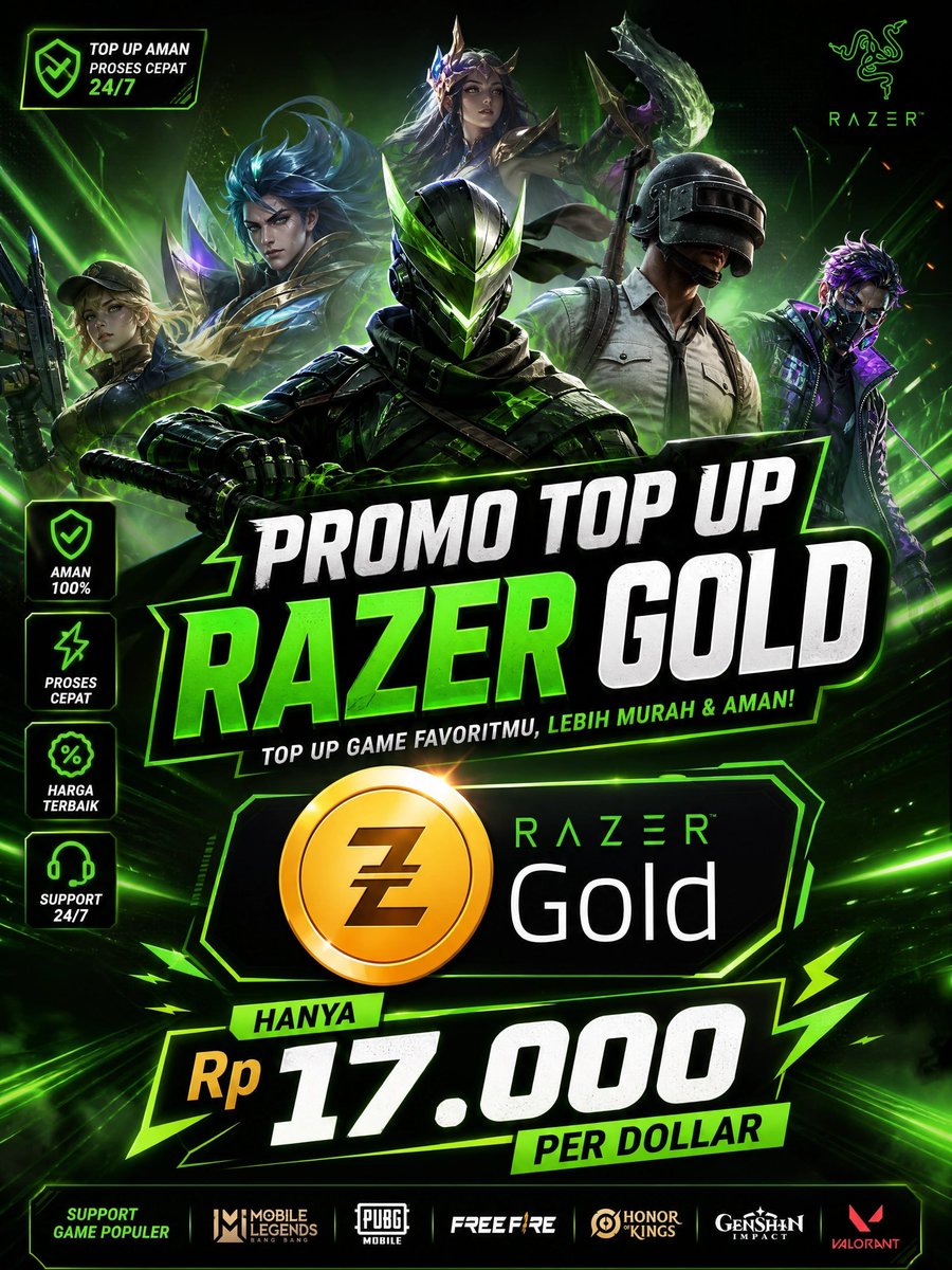 bedeng259805's tweet photo. 💳 Bingung cara top up via Razer Gold? Gampang banget!
🎮 Pilih item yang ingin kamu beli di game.
💳 Pilih metode pembayaran Razer Gold.
🔗 Copy link pembayaran yang muncul di browser.
📩 Kirim link tersebut ke aku.
💰 Rate hanya Rp17.000/USD
#zonauang #RazerGold #TopUpAman https://t.co/DBZnKnaMBJ