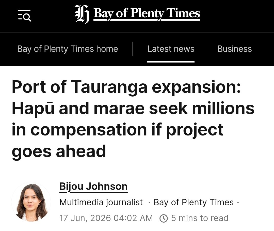 NuZillund's tweet photo. Iwi are demanding 665m to not block the extension of Tauranga Port needed to support our major exporters 

How is this not blackmail? https://t.co/Ni0FICoaOM