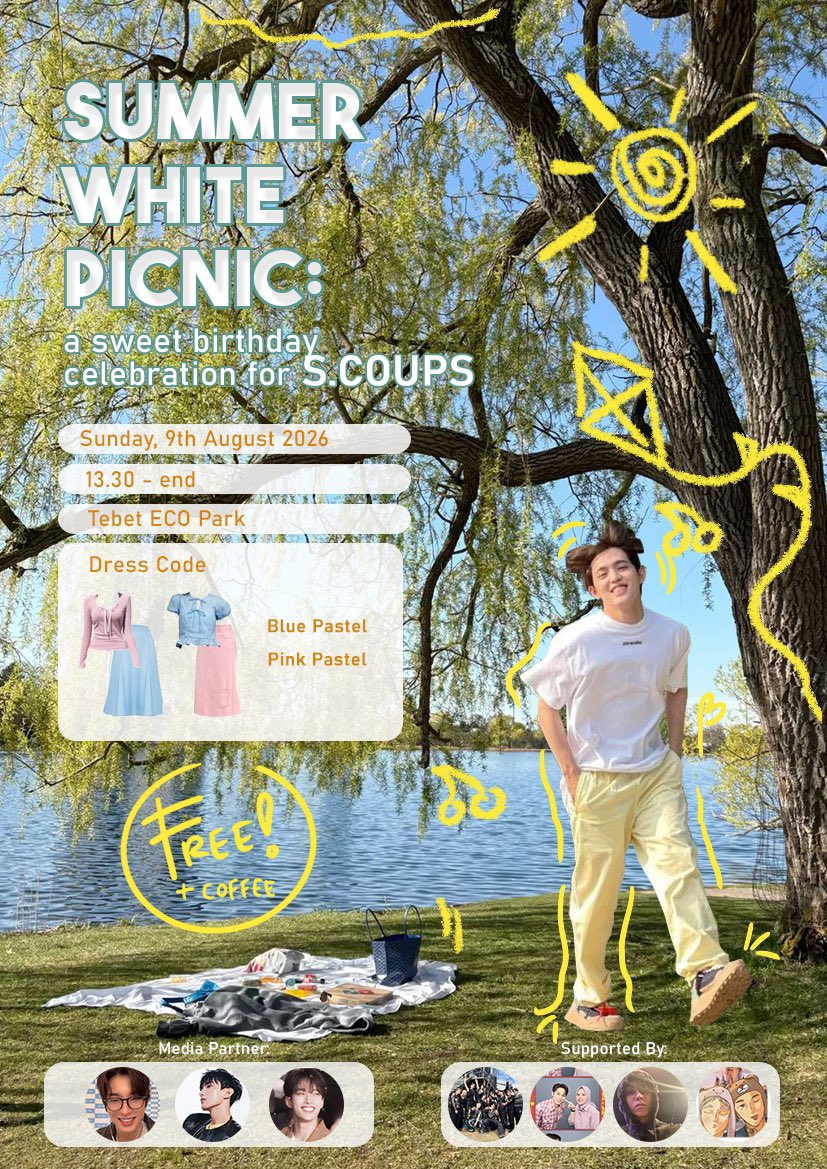 Islaaa_03's tweet photo. 🤍SUMMER WHITE PICNIC: A Sweet Birthday Celebration for S.COUPS 🤍

📅 Date: Sunday, 9th August 2026
⏰ Time: 13.30- end
📍 Location: Tebet ECO Park
🎟️ HTM: FREE ENTRY 

Registration link open on July 18, 2026, at 8 PM WIB!

🎨 Please check the posters for more details
#Seventeen https://t.co/4NUA6xXJDo