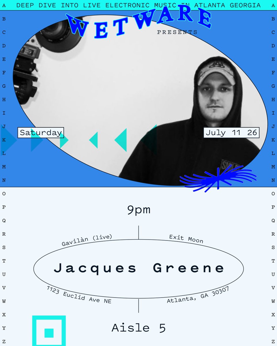 Aisle5atl's tweet photo. TONIGHT :: WetWare presents Jacques Greene at Aisle 5 with special guests Gavilán (live) and Exit Moon. Tickets: https://t.co/I59LTXylwY https://t.co/1i0ZkIHABI