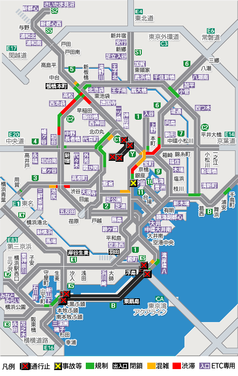 shutoko_traffic's tweet photo. 【首都高 通行止め】2026/07/11 22:03
首都高では、通行止めが実施されています。
詳しくは下記リンクへ。#首都高 https://t.co/0DUQHlJXuy https://t.co/kxfBWrXlIo