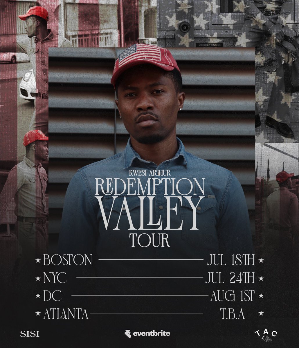 TuneStats's tweet photo. Kwesi Arthur will begin his “Redemption Valley” USA Tour in exactly 7 days in Boston on July 18. https://t.co/nKZ4PpcnuA