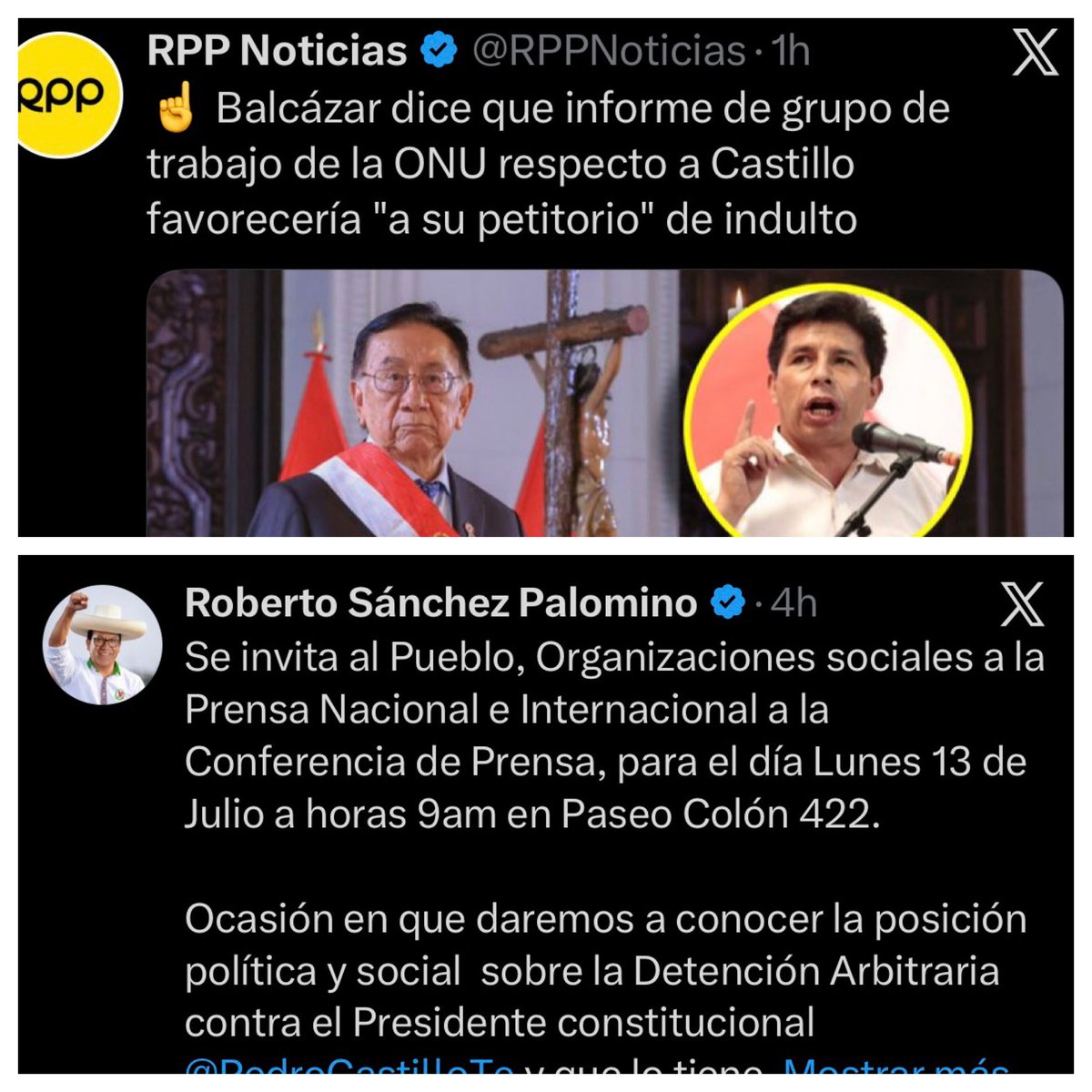 RicardoPinedoC's tweet photo. Sr. José Maria Balcázar: 
El que puede terminar preso es Ud. No Roberto Sánchez, no Raúl Noblecilla. Es usted. ¿No se da cuenta que lo están utilizando?
Haga caso a su asesor jurídico que es el ministro de justicia.
Usted puede terminar en la celda que deje libre Pedro Castillo. https://t.co/UnGAZmIzsM