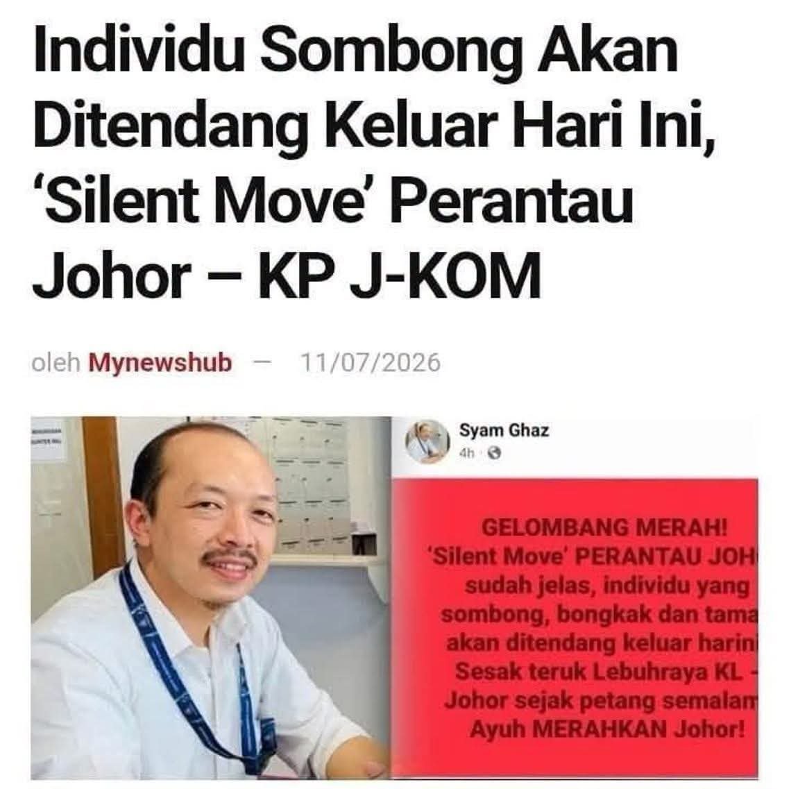 1Kesidang's tweet photo. Saya ingin menyeru Ketua Setiausaha Negara (KSN) dan KPPA untuk mrngambil tindakan disiplin terhadap Pegawai Kerajaan @syam_ghaz yang berpolitik kepartian 24 jam dalam menjalankan tugasnya. https://t.co/O5SCtHOMAW