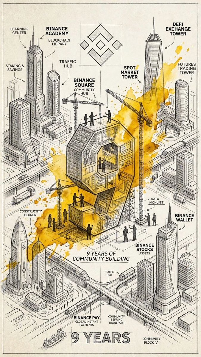 01Reere's tweet photo. @binance 9 years of visionary architecture and community-driven growth. Every tower, every bridge, and every feature in this city was built by the people, for the people. This is our ecosystem, our progress, and our future.

Happy 9th Anniversary, Binance! 💛
#BinanceTurns9 https://t.co/sNfrXqQVFp