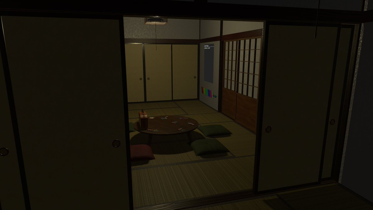 jonipon_vrc's tweet photo. ワールド名/怪談が聞けるワールド～その壱～

夏と言えば怪談。

部屋に置かれた7本のカセット。
再生すると、それぞれ異なる怪談が静かに語られます。
派手な演出はなく、ただ怪談を聞くためだけの空間。
一人でじっくり浸るも良し、友達と一緒に聞くも良し。

この夏、背筋が少し涼しくなる体験をしてみませんか？

https://t.co/azzSc70M1D

#じょにぽんワールド 
#VRChatPhotography 
#VRchat 
#VRChatworld紹介 
#VRChatワールド紹介 
#VRChat_ワールド紹介 
#VRChat_world紹介