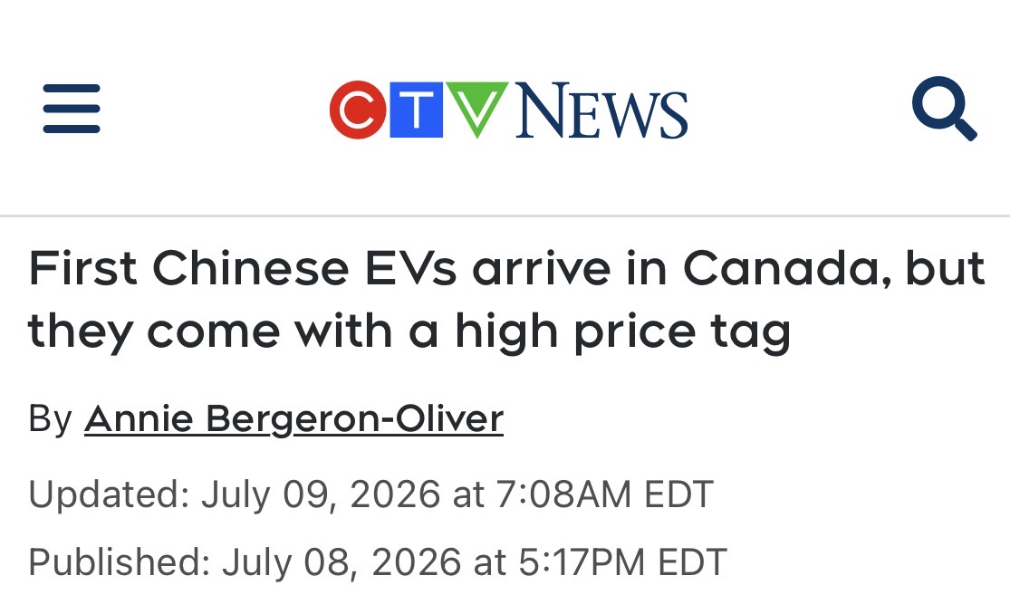 PrairieVeteran's tweet photo. Remember everyone on the Left freaking out bragging about affordable EVs coming to Canada that would slap @elonmusk in the face because they would be cheaper.

The first batch arrived and prices start at $119,000 and fully loaded at $159,000.

They are PRETTY DAMNED QUIET now aren't they.  What will they say when hardly any sell?  Will they still say Carnage is their hero?