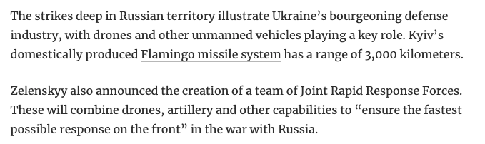 Phastidio's tweet photo. Zelensky ha annunciato la creazione di una forza di reazione rapida congiunta per colpire sempre più in profondità il territorio russo. Impressionante lo sviluppo dell'industria bellica ucraina

Zelenskyy sets up new unit to strike deep into Russia https://t.co/UlXJNiCBVu https://t.co/eqMFiNK6GW