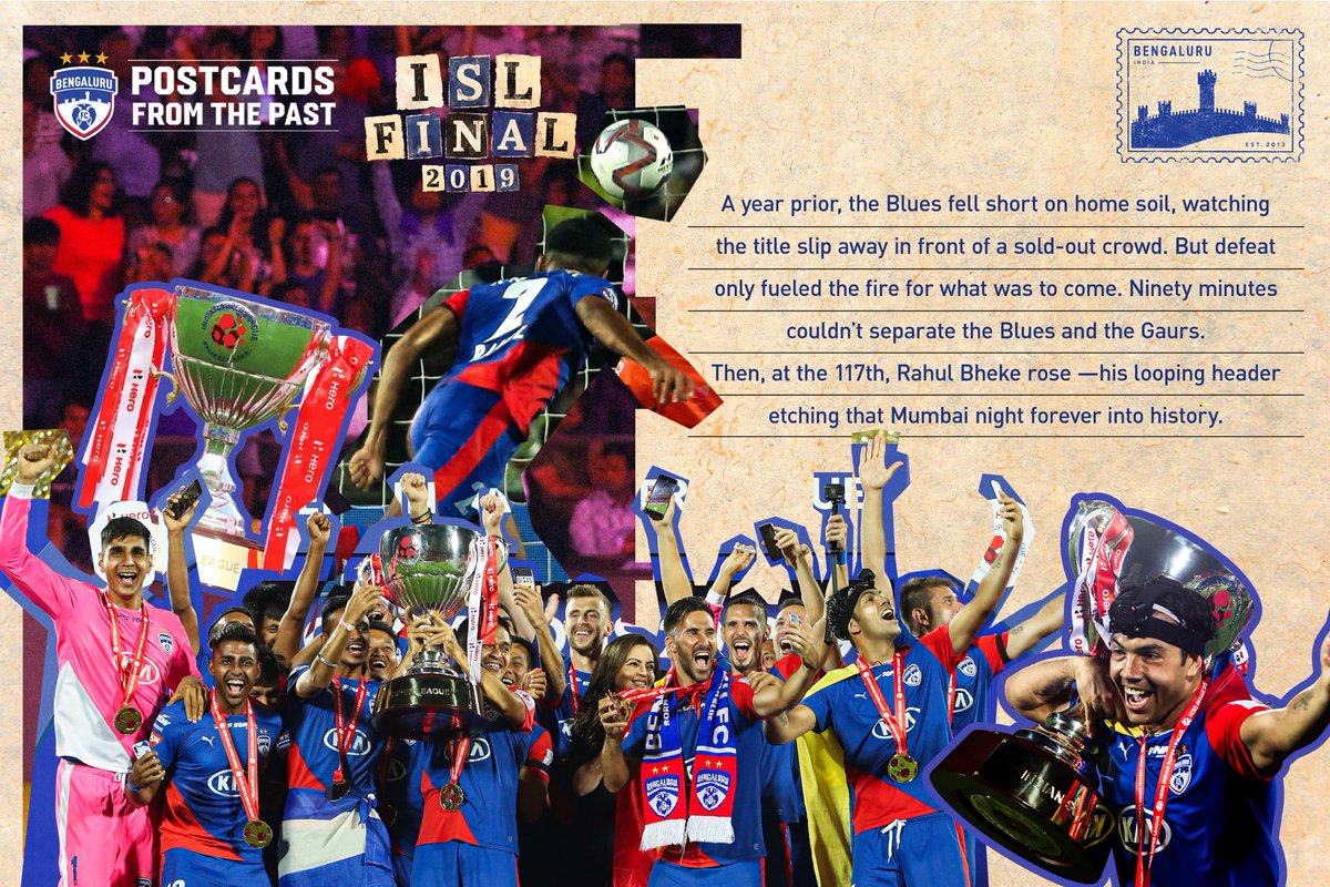 bengalurufc's tweet photo. A second shot at the title in two seasons of the #ISL.
And this time, the Blues added another star on that crest. โญ
#WeAreBFC #ISL #PostcardsFromThePast https://t.co/AJ4Q7rmuHF