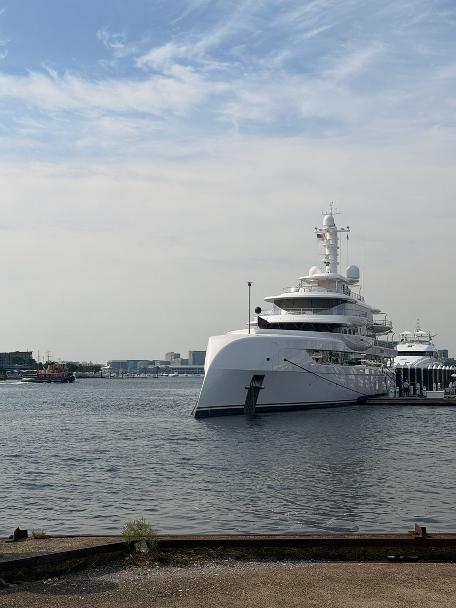 Pellz93's tweet photo. Super glad the @SailBoston2026 has a "public viewing area" that's 70% obstructed by @HerbChambersCo super yacht https://t.co/whpixFXBwM