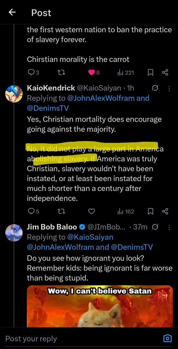 JImBobBaloo's tweet photo. @KaioSaiyan @JohnAlexWolfram @DenimsTV Did you see Grok's response, ignoramus? https://t.co/Kaztybd047