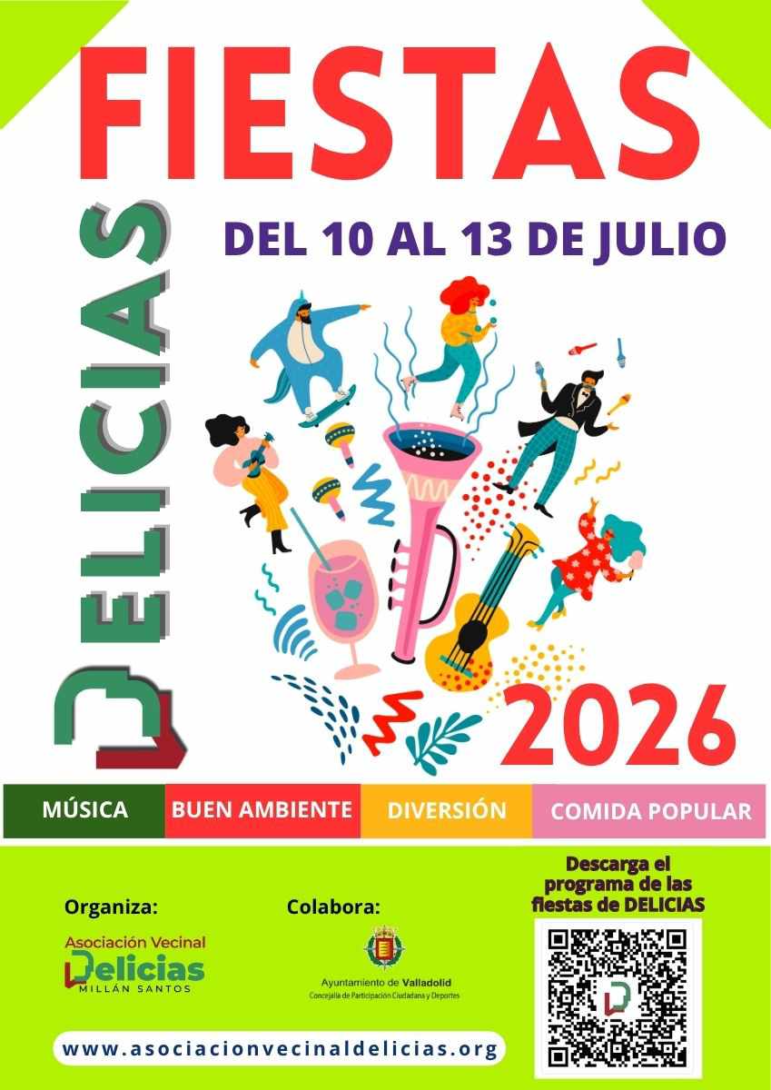 RedDelicias's tweet photo. Fiestas Delicias 2026 | Asociación Vecinal Delicias Millán Santos.

Esta tarde:

20:15. Música coral. Parroquia de Santo Toribio (Hornija, 6).
21:30. Concierto. Sabinadas. Plaza Rosa Chacel.

#DeliciasVLL https://t.co/jHwyo3Ifxx