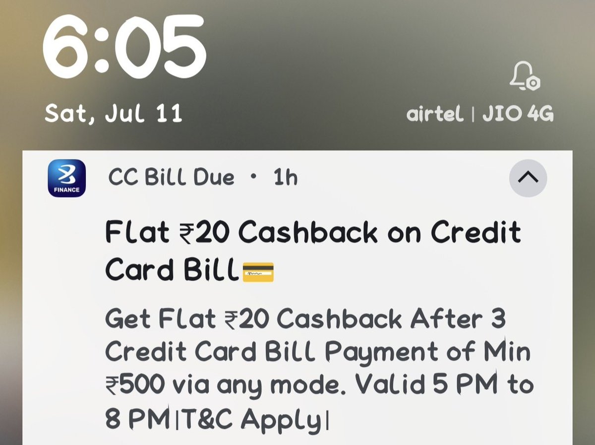 SahilKumar_6500's tweet photo. Ye mujhe aaj Notification mila tha  ki 5pm se 8pm ke bich me ₹500 ka 3 credit card ka bill  pay karne pr ₹20 cashback milega par, maine ₹500 ka cc bill pay kiya hu, 3 baar but mujhe abhi tak koi cashback  nhi mila kyun? Jaldi se mera cb credit kiya jaye. @Bajaj_Finserv https://t.co/vWOGiET3HS
