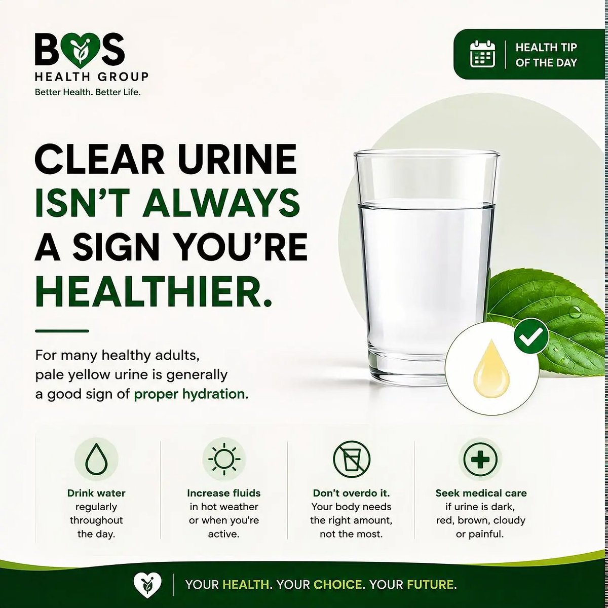 BosHealthGroup's tweet photo. Can I tell you something?

If you've been trying to make your urine completely clear because you think it means you're healthier...

You might be chasing the wrong goal.

Thread 🧵👇 https://t.co/ijo0ksbrmR