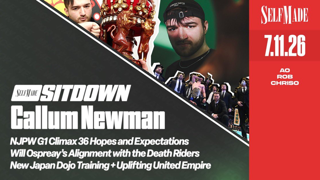 BackupHangman's tweet photo. I’m very excited for this show.

A great way to get ready for it is to check out the latest edition of #SELFMADESITDOWN, featuring our guest @PrinceofpaceCN !!

Callum Newman sat down with the Self Made guys to talk NJPW and you can catch it premiering LIVE on YouTube in just over 90 minutes!

https://t.co/eLBzyxO8Lq