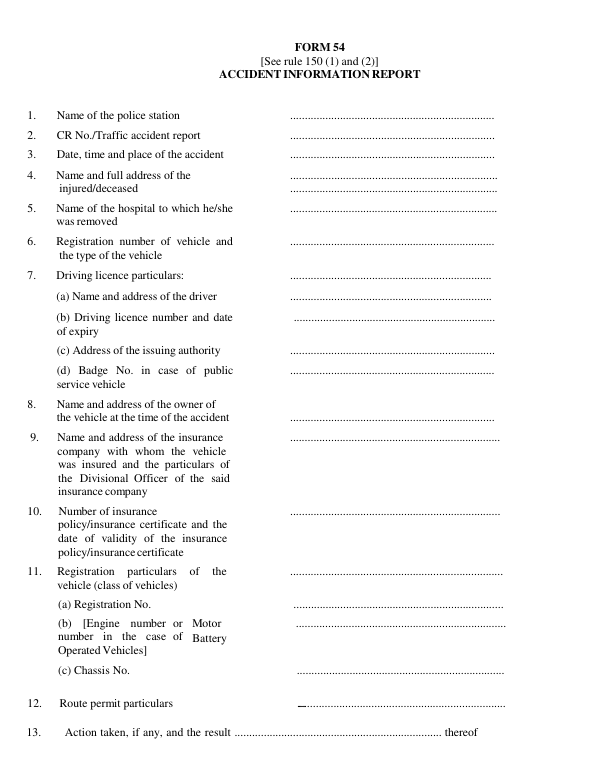 Jabalpursafety's tweet photo. @rampurpolice Fill form  54 Accident Information Report and provide to victims
and send copy to Motor Accident Claims Tribunal &amp; Insurance Company. https://t.co/SyYZL8YVDh