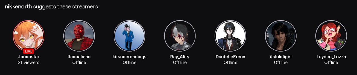 nikkenorth's tweet photo. I see so many post from other vtubers looking for REAL Vtubers. Here are some of the one's I have on my suggested channel and are REAL! Check them out, follow them on X and Twitch. In no particular order, all of them are amazing!!! 𑣲⋆｡ Love, Nikke ✩*  Shine on friend. 

@itslokilight @Laydee_Lozz @juunostar @AlityRay @flannelman_VT @DLefreux Check them all out!!